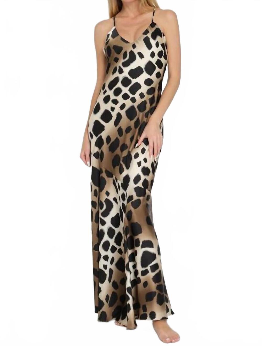 NEW KLD satin printed slip maxi dress in animal print